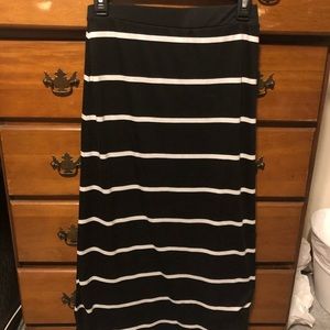 Black and White Striped Maxi Skirt